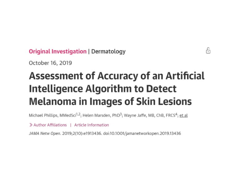 New data shows DERM, our AI skin cancer diagnosis tool, could be as accurate as clinical specialist