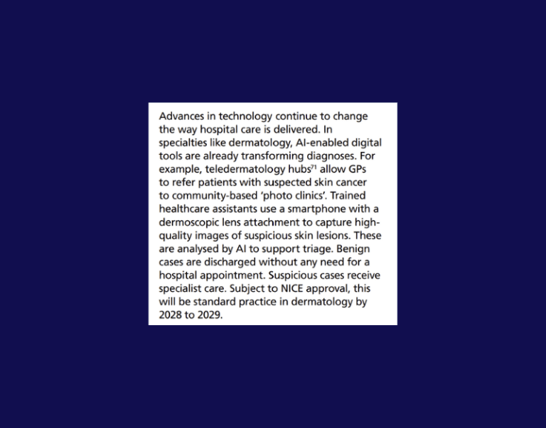 NHS-10 Year Health Plan - Skin Analytics work mention